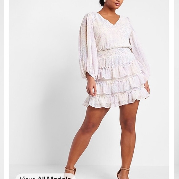 Express smocked waist tiered ruffle mini dress NWT - Picture 4 of 11